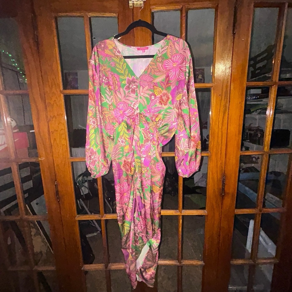 Flying Tomato Bohemian Dress Women's M Multicolor Floral Long Sleeve EUC
